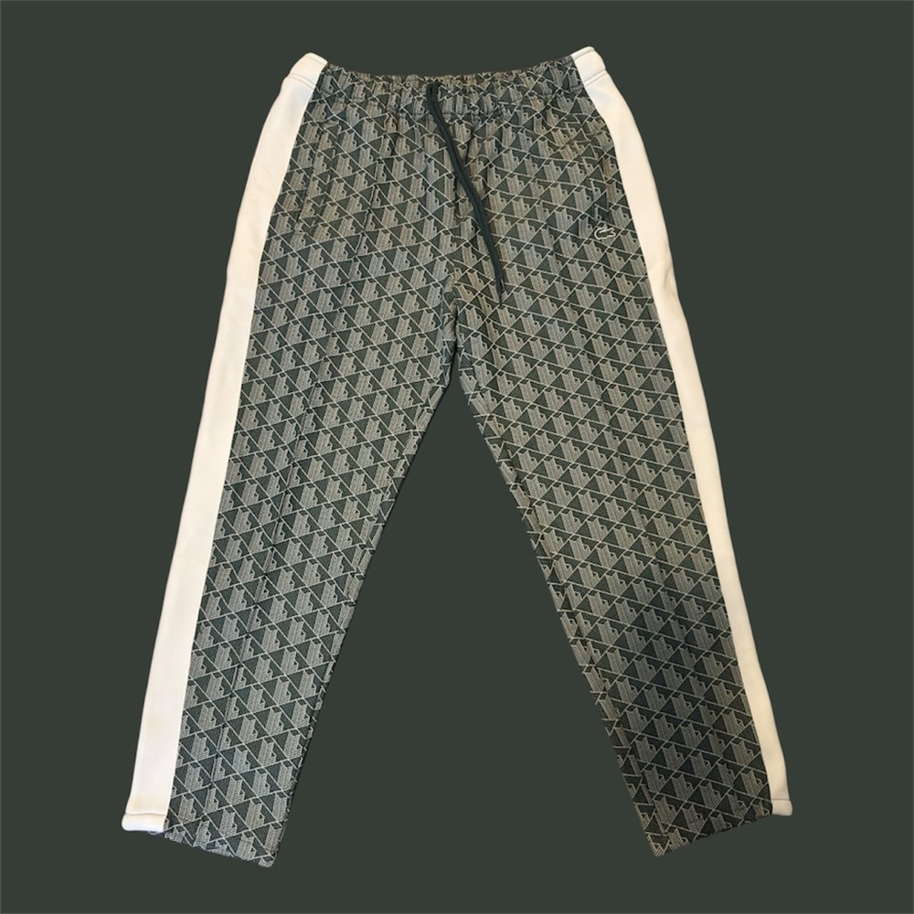 Lacoste Geometric Patterned Joggers with Green Lining